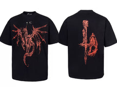 Thug Club Red Dragon & Sword Double Sided Oversized T-Shirt, Unisex