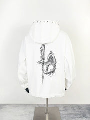 Thug Club White Dragon Graphic Raw Edge Oversized Hoodie, Unisex
