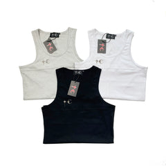 Thug Club Metal TC Logo U-neck Tank Top, Y2K Gothic Sleeveless Vest