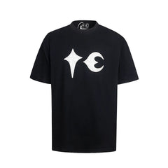 Thug Club Black White Star Moon Patch Logo Oversized T-Shirt, Unisex
