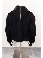 Thug Club Black Raw Seam Zip-Up Cropped Hoodie, Unisex