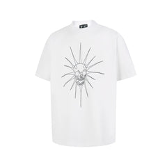 Thug Club Sun Skull Line Art Oversized T-Shirt, Unisex