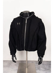 Thug Club Black Raw Seam Zip-Up Cropped Hoodie, Unisex