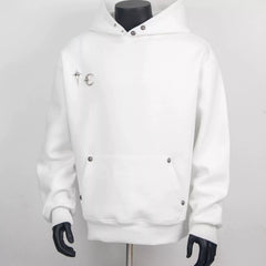 Thug Club White Metal Stud Star Moon Hoodie, Unisex