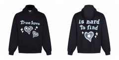 Broken Planet True Love Black Oversized Graphic Hoodie