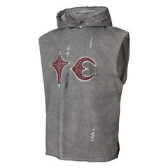 Thug Club Grey Distressed Sleeveless Hooded Vest, Unisex