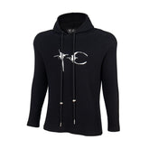 Thug Club TC Logo Waffle Knit Slim Fit Hoodie, Y2K Gothic Long Sleeve Hooded Top