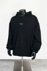 Thug Club Black Metal Star Moon Logo Oversized Hoodie, Unisex