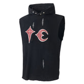 Thug Club Black Distressed Sleeveless Hooded Vest, Unisex
