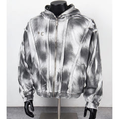 Thug Club Tie Dye Raw Seam Zip Cropped Hoodie, Unisex