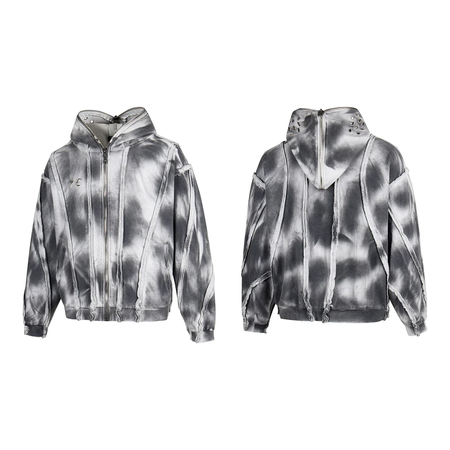 Thug Club Tie Dye Raw Seam Zip Cropped Hoodie, Unisex