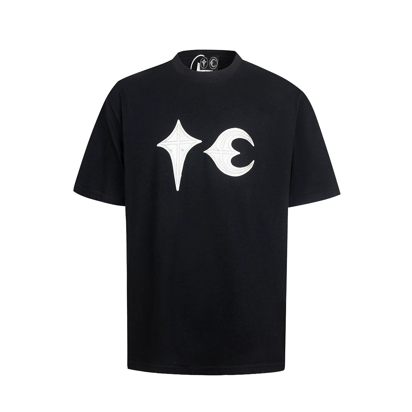 Thug Club Black White Star Moon Patch Logo Oversized T-Shirt, Unisex