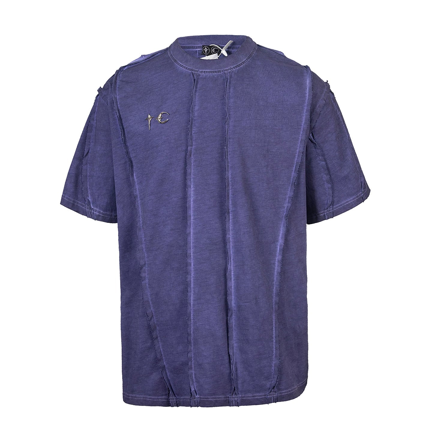 Thug Club Vintage Washed Purple Metal Logo Raw Seam Oversized T-Shirt, Unisex