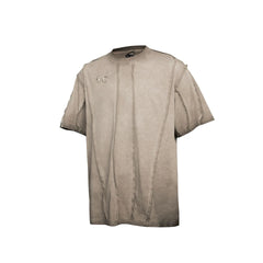 Thug Club Vintage Washed Taupe Metal Logo Raw Seam Oversized T-Shirt, Unisex
