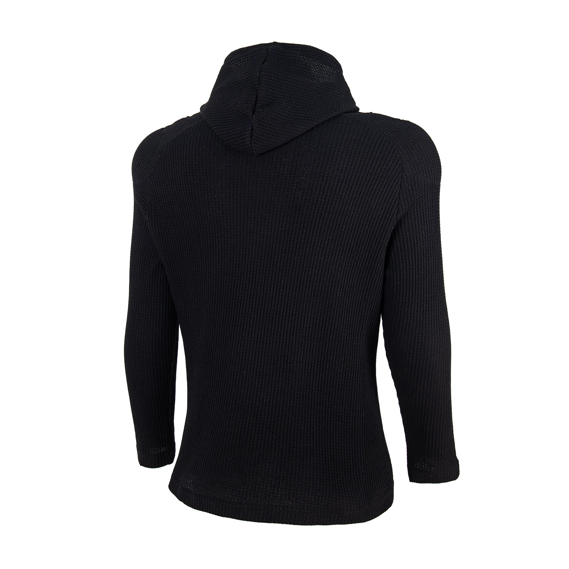 Thug Club TC Logo Waffle Knit Slim Fit Hoodie, Y2K Gothic Long Sleeve Hooded Top