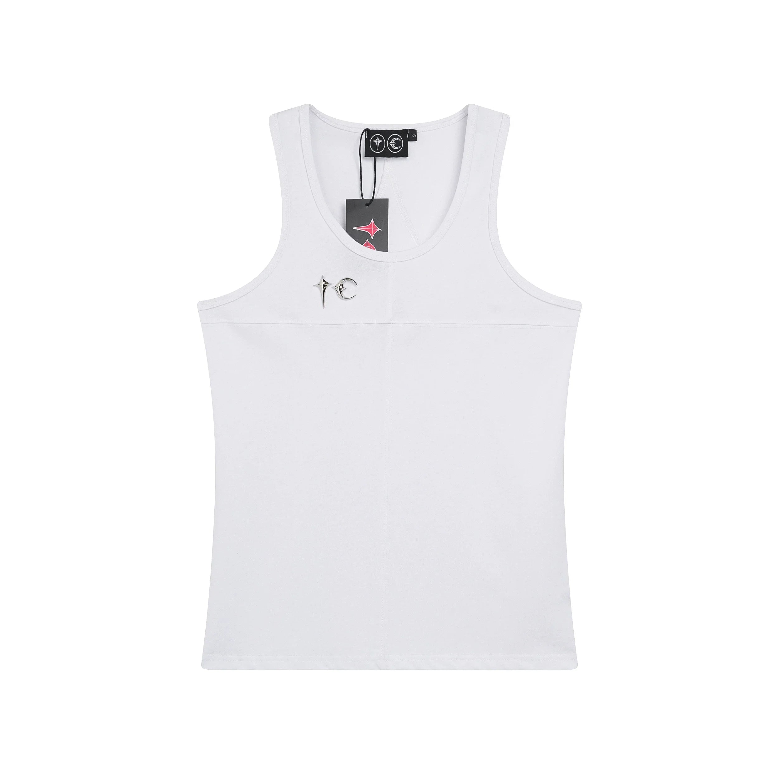 Thug Club Metal TC Logo U-neck Tank Top, Y2K Gothic Sleeveless Vest