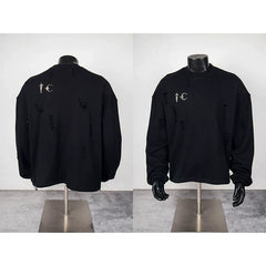 Thug Club Black Distressed Ripped Crewneck Sweatshirt, Unisex