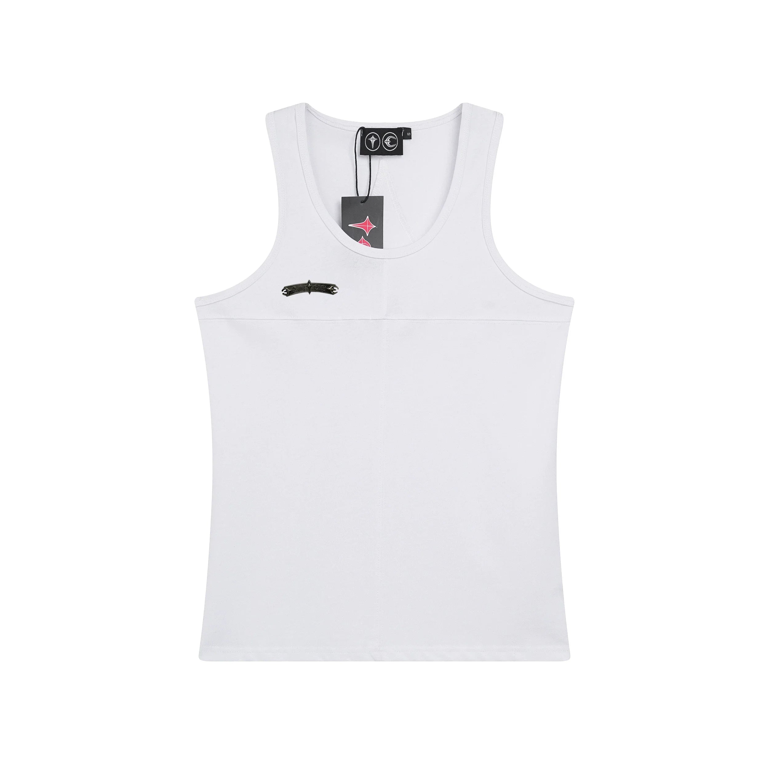 Thug Club Metal Buckle U-Neck Tank Top, Y2K Gothic Sleeveless Vest
