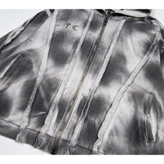 Thug Club Tie Dye Raw Seam Zip Cropped Hoodie, Unisex