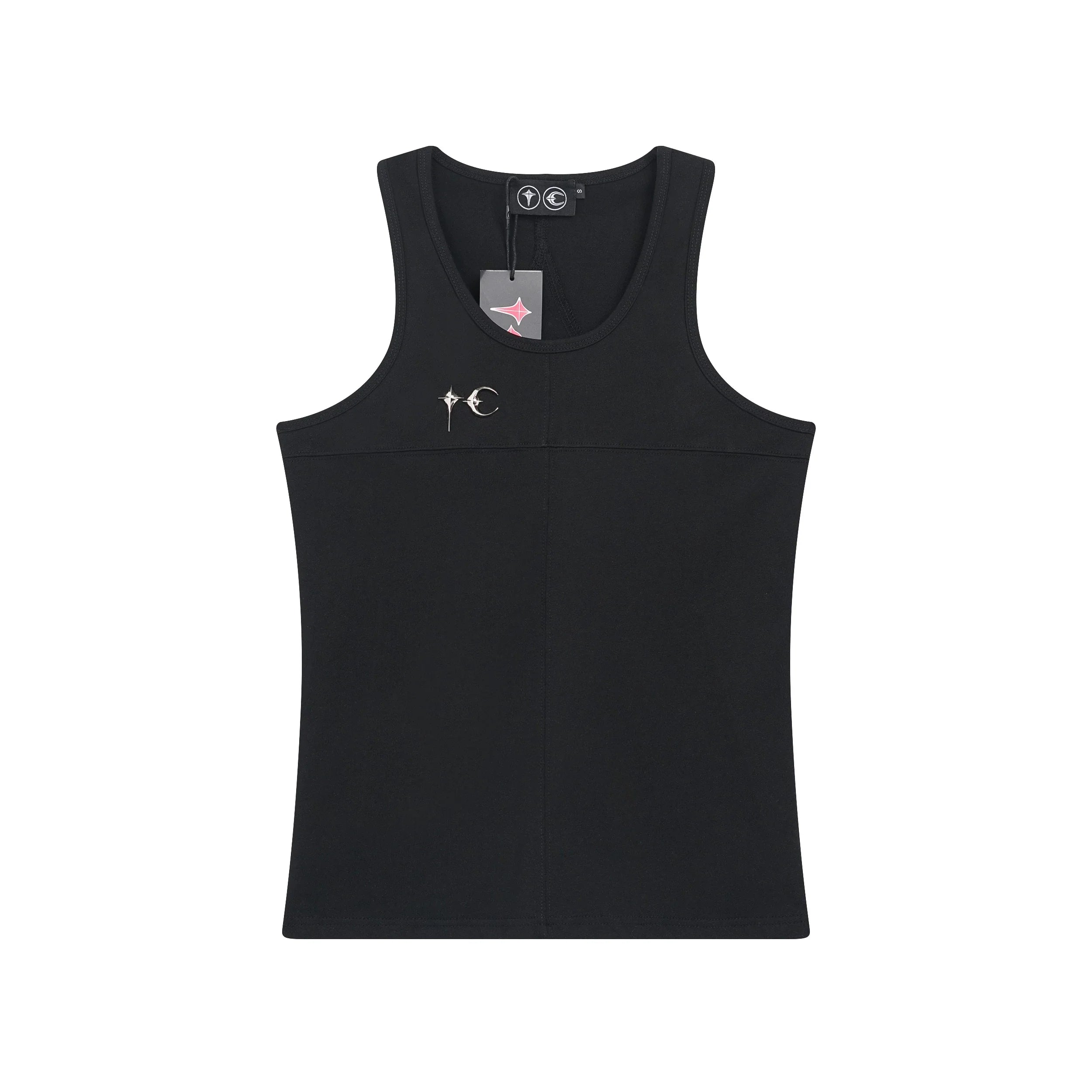Thug Club Metal TC Logo U-neck Tank Top, Y2K Gothic Sleeveless Vest